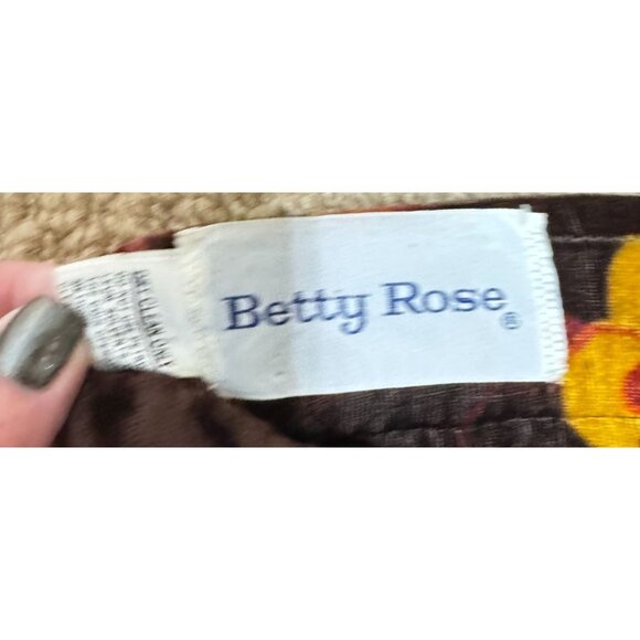 VTG VELVET 70s SKIRT SIZE 8 BROWN FLORAL BELOW KNEE USA MADE SIDE SLIT WOMENS - Picture 4 of 4